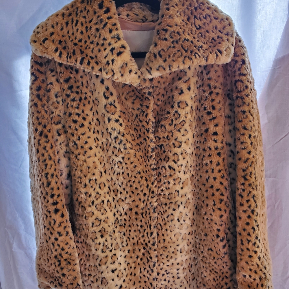 Women's Chic Leopard Faux Fur Jacket By DuMonde Ladies XL
